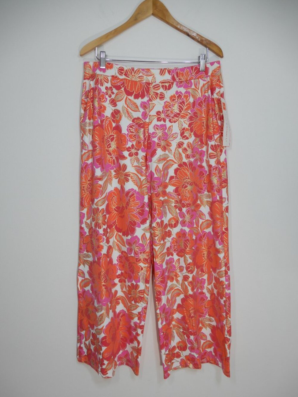 Jude Connally Nicolette Wide Leg Pants L Gilded Jude Cloth Peony Dream Gold NEW - Picture 3 of 9